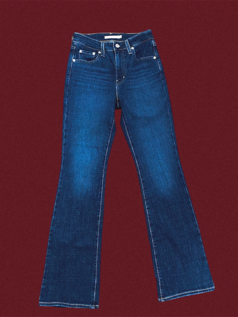 Classic High-Rise Dark Blue Bootcut Jeans - Women